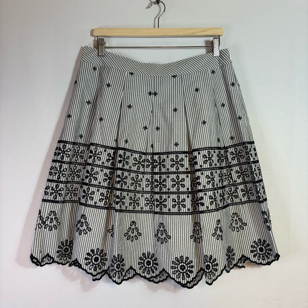 NWT Talbots Black & White A-Line Skirt Pleated Scalloped Embellishments Size 12p